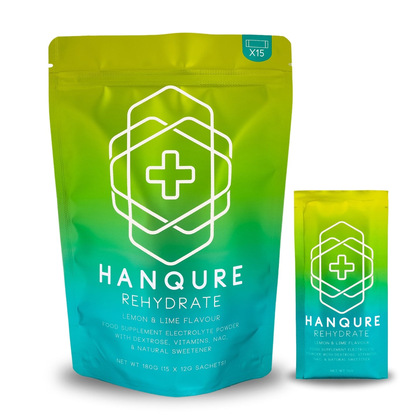 HANQURE REHYDRATE (15 SACHETS) LEMON & LIME